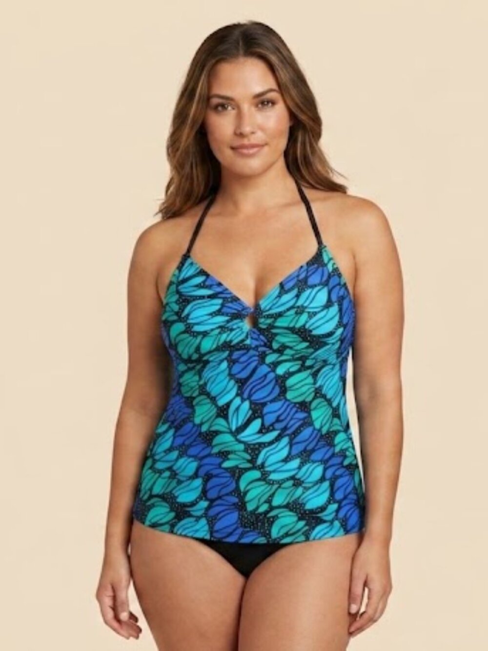 Beach Bay Tankini top Teal & Blue - size 12